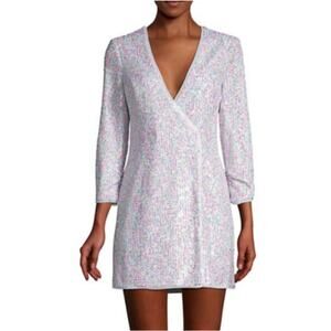 BCBGMaxAzria Iridescent Sequin Wrap Mini Dress